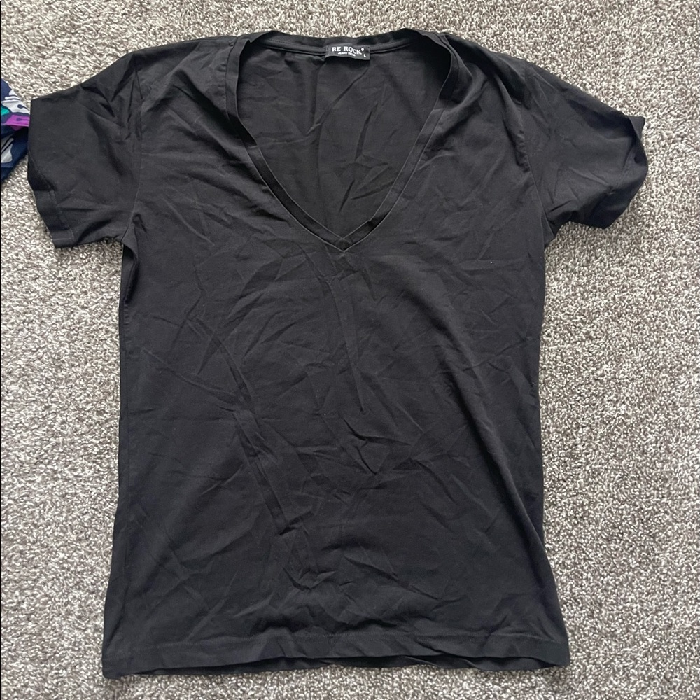 plain black v-neck